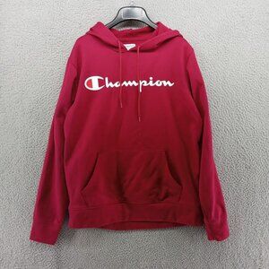 Champion Sweatshirt Mens‎ Medium Maroon Burgundy Logo Performance Hoodie